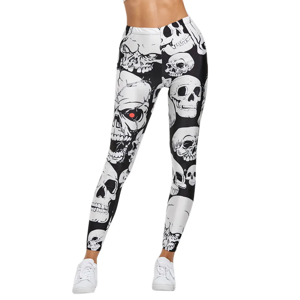 

Hot Pants Women Skull Print High Quality Workout Pants Slim Stretch Cool Trouser Pantalones Mujer Streetwear