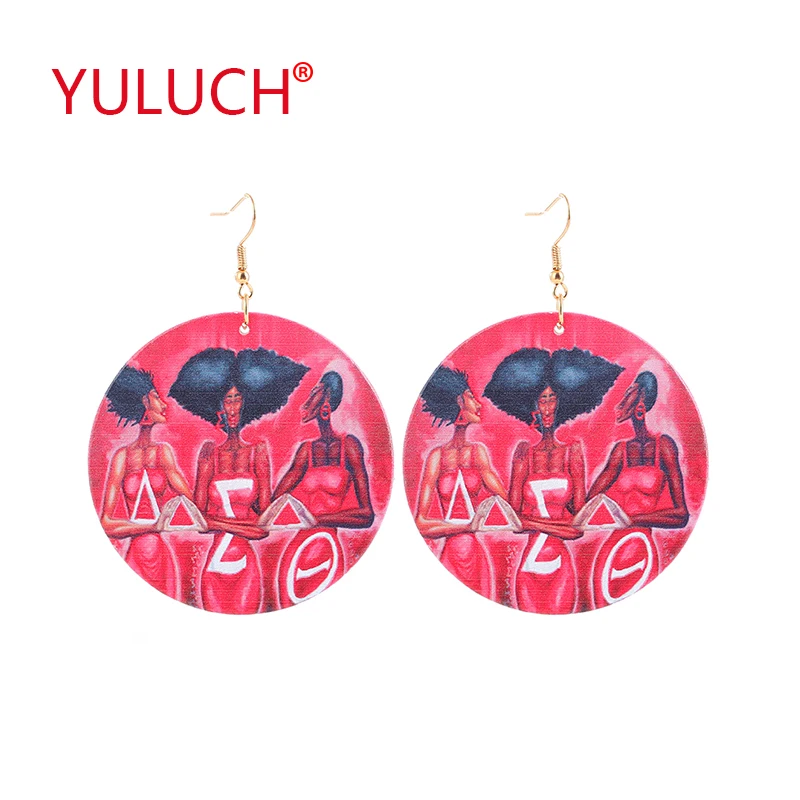 

YULUCH этнические ювелирные изделия окрашенные три женщины Мир деревянный круглый кулон для модных женщин Подарки Вечерние