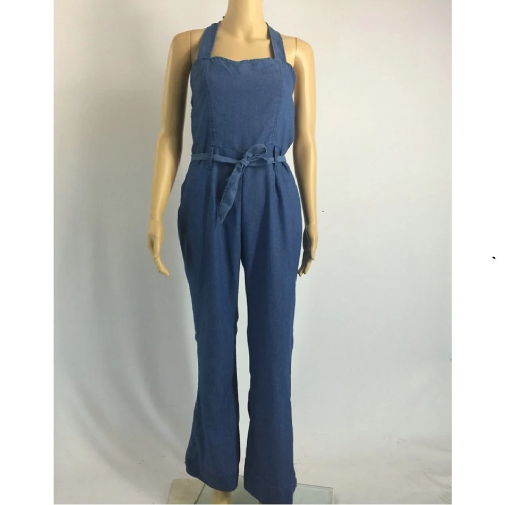 Jeans Slim Sexy Straps Blue Comfortable Jumpsuit Romper Full Length Trousers and Waistband Women Playsuit | Женская одежда