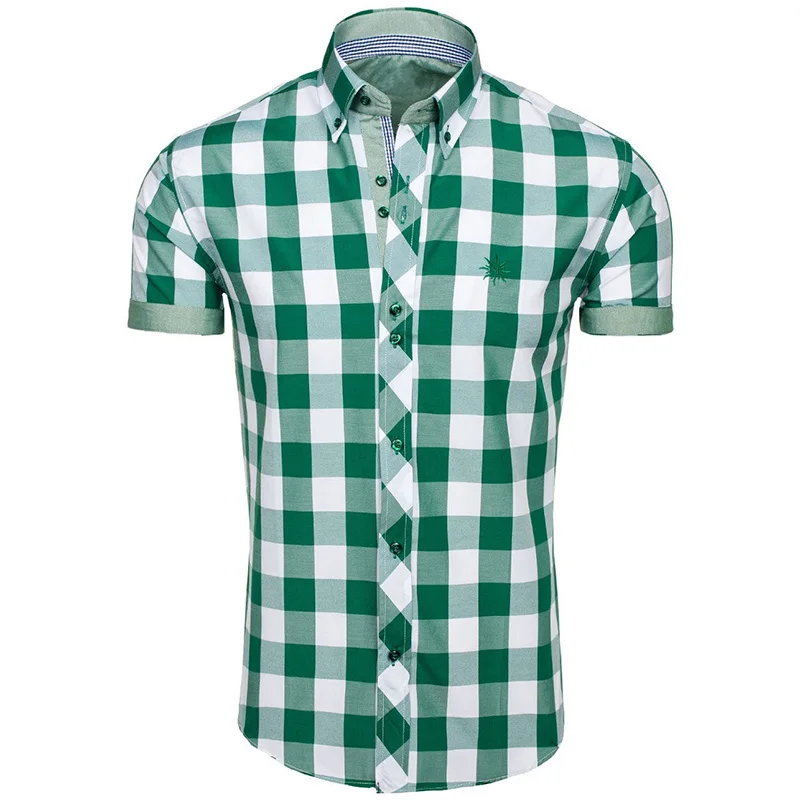 Мужские повседневные клетчатые рубашки Zogaa облегающие с отложным воротником