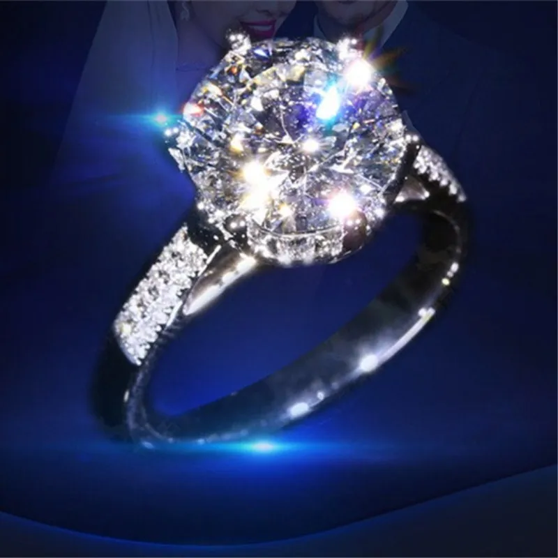 CC кольца для женщин S925 серебро 2ct обручальное кольцо большой круглый кубический