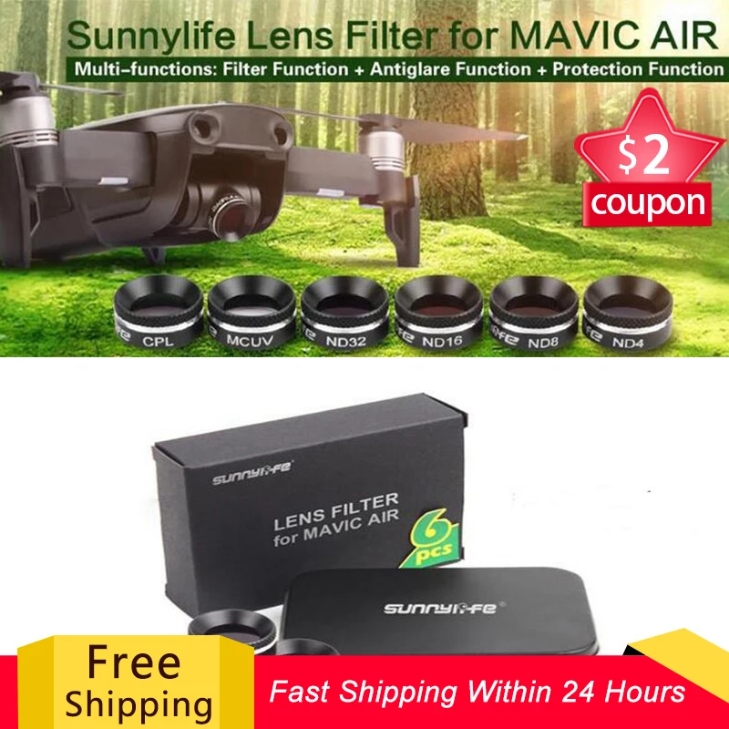 Набор фильтров для камеры DJI Mavic Air Lens Filters UV CPL ND4 ND8 ND16 ND32 набор камера воздушного