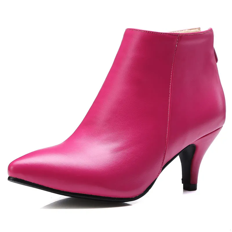 Модные дизайнерские зимние Ботинки на каблуке с котятами женские кожаные