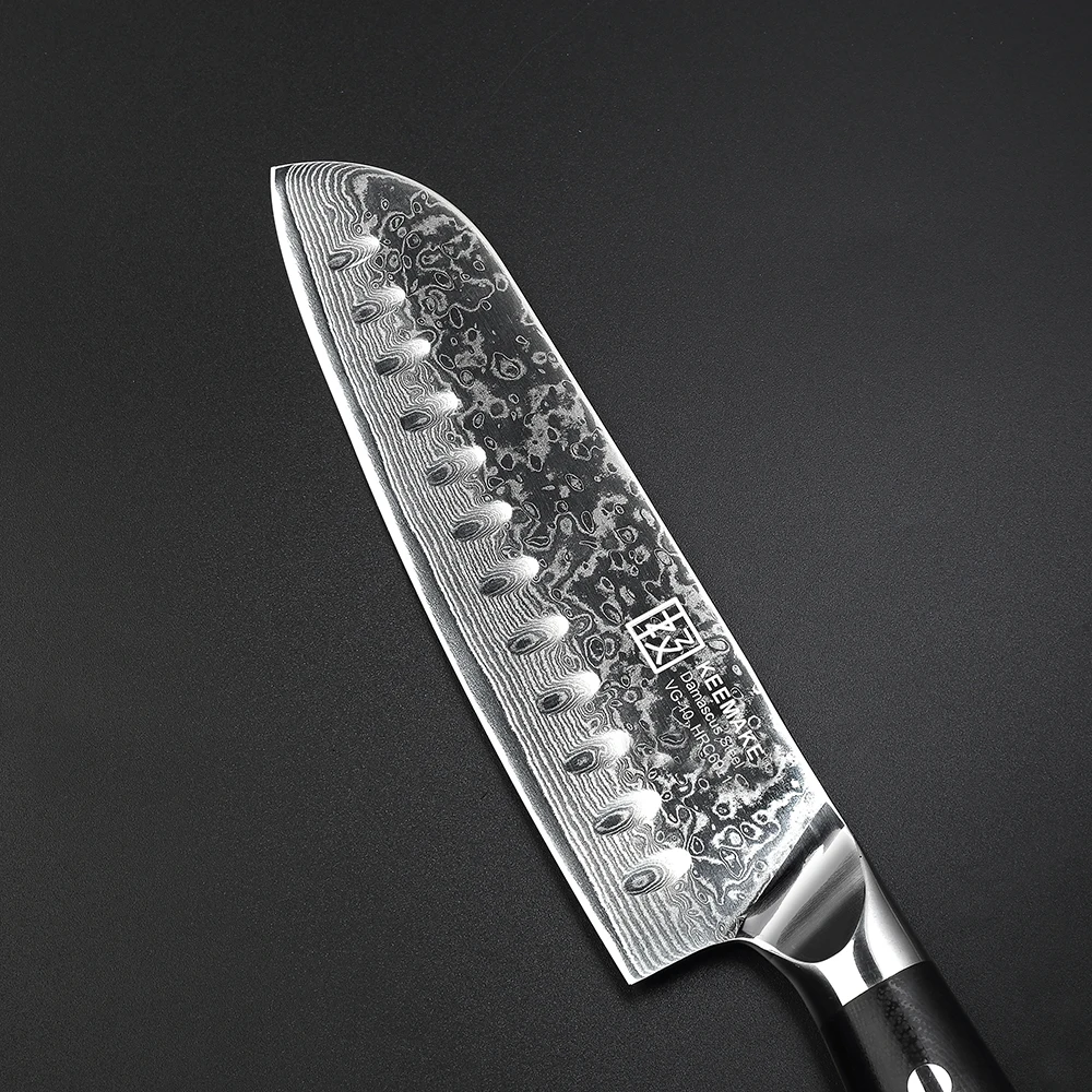 Keemake " дюймов Кухонные ножи santoku режущие инструменты из дамасской стали VG10 Сталь Sharp крепкое лезвие G10 ручка нарезка мяса шеф-повар Ножи