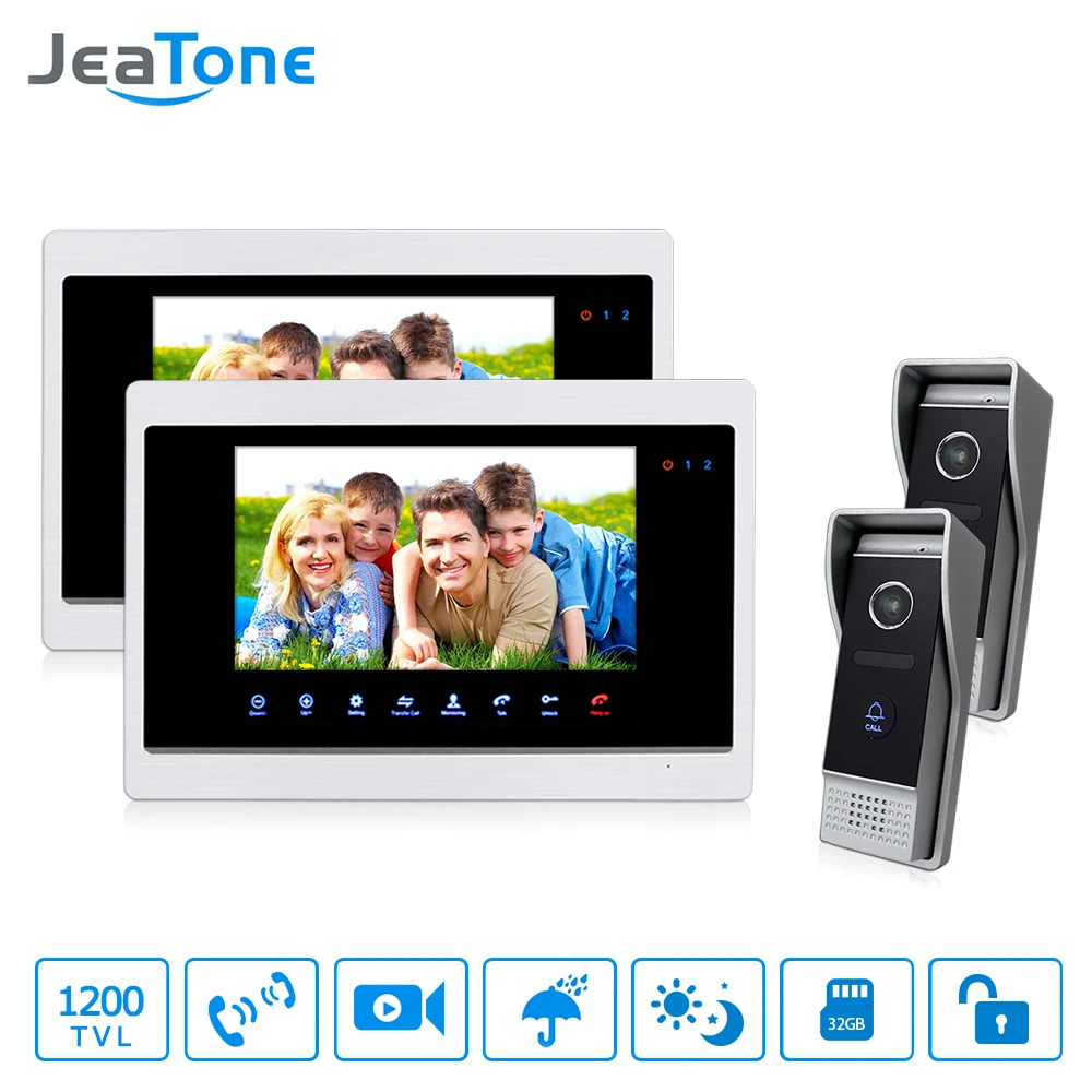 Видеодомофон Jeatone 7 дюймовый цветной TFT ЖК экран видеодомофон домофон с ночным