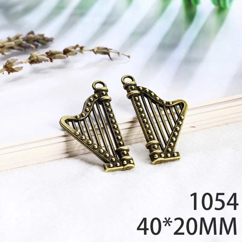 

40*20mm 4pcs Harp Alloy Pendant For Diy Jewelry Making 2 Colors Antique Silver Antique Bronze No.1054