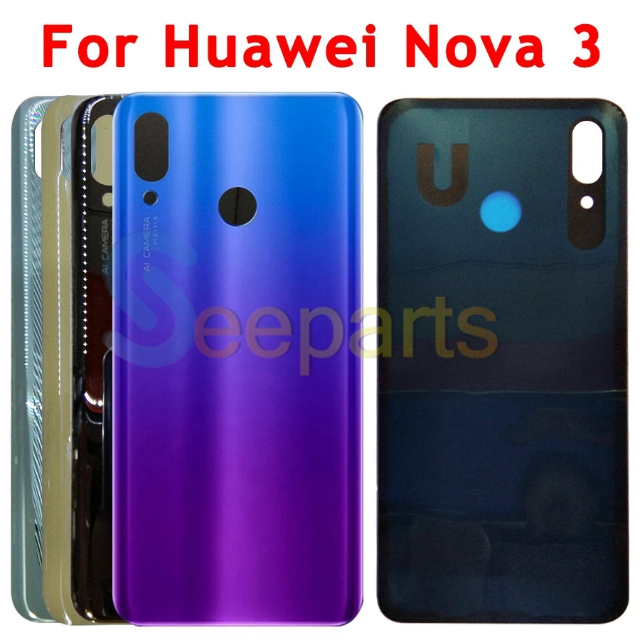 Huawei Nova 3 крышка батареи Задняя стеклянная задняя дверь корпус чехол для huawei Nova 3i крышка батареи с объективом камеры Замена