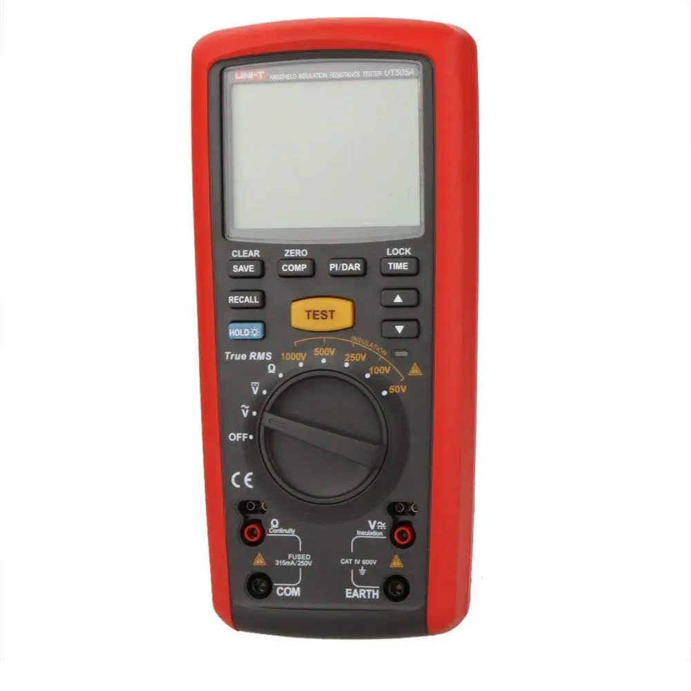 UNI T UT505A Ручной цифровой тестер сопротивления изоляции 6000 count True RMS 50 V/100 V/250 V/500 V/1000