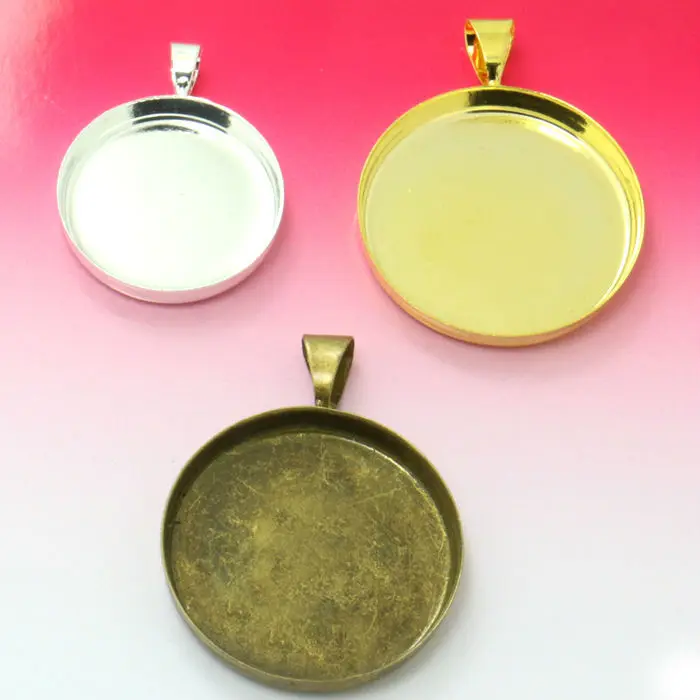 Blank Pendant Base Round Deep Wall Bezel Tray with Bail Settings Findings for Magnifying Glass Cabochon Stickers Multi-color