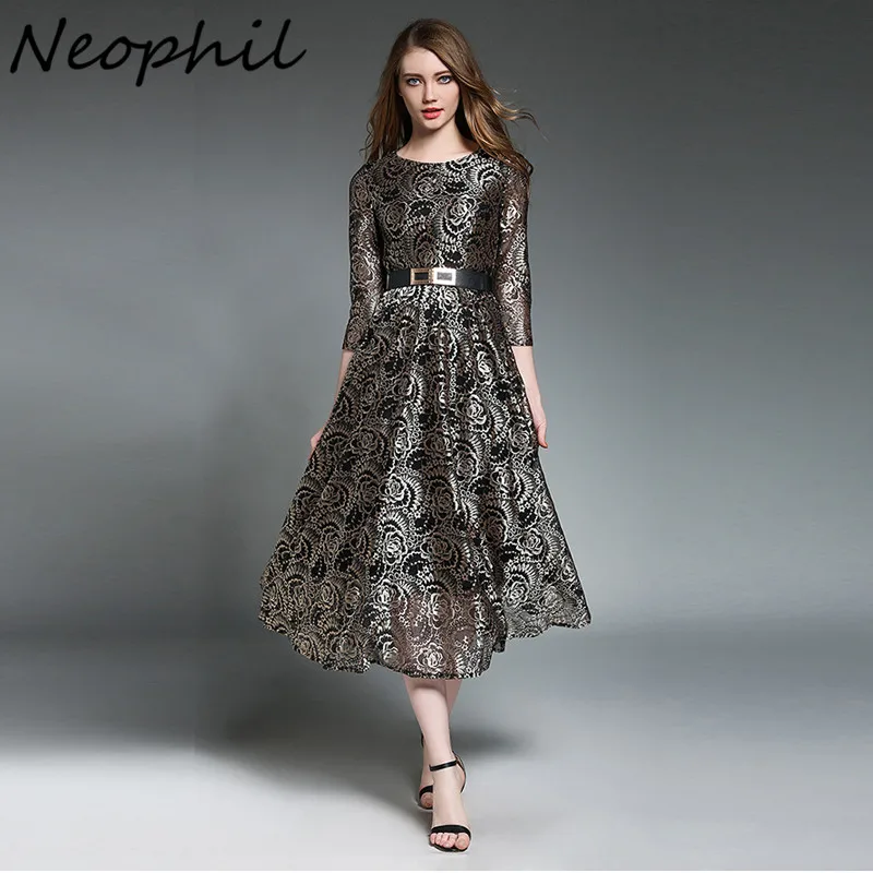 

Женское кружевное ажурное платье миди Neophil 2022 с цветочной вышивкой в стиле пэчворк винтажные элегантные женские Облегающие расклешенные пл...