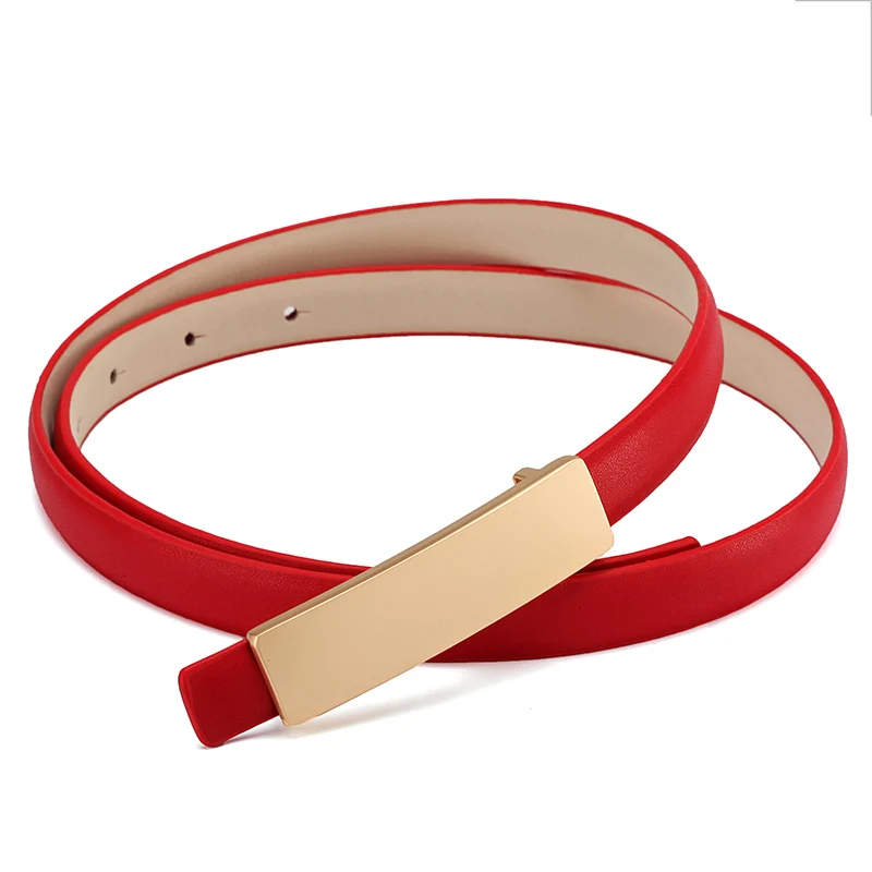 Тонкий ремень для женщин натуральная кожа Женский кушак декоративные гладкие