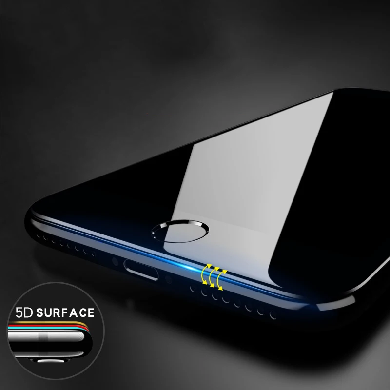 5D закаленное стекло с полным покрытием для iPhone 7 iphone Защитное 6 6s 8 Plus пленка из