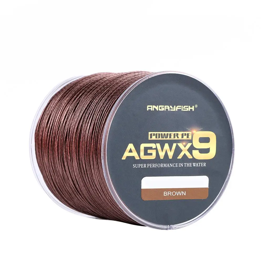 ANGRYFISH леска Diominate X9 PE леска 9 нитей плетеная 500 м/547 ярдов супер сильная леска 15LB-100LB коричневая