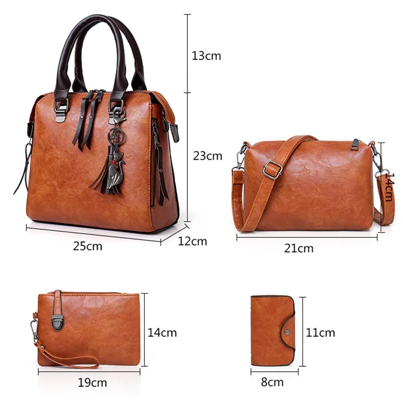 

1 Set Women Lady Shoulder Crossbody Bag Handbag Wallet PU Leather Vintage for Travel New