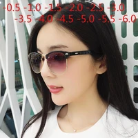 men women students myopia sunglasses metal half frame nearsighted gray lens glasses 0 5 1 1 5 2 2 5 3 3 5 4 4 5 5 6