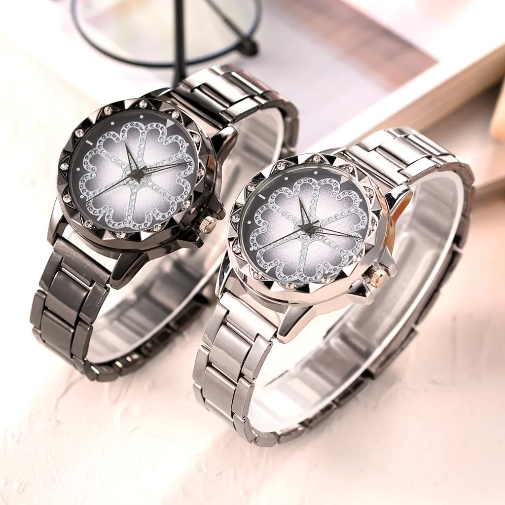 vansvar Casual Quartz Stainless Steel Band Women Lucky Flower Rhinestone Watch relogio feminino watches dress bracelet fashion | Наручные