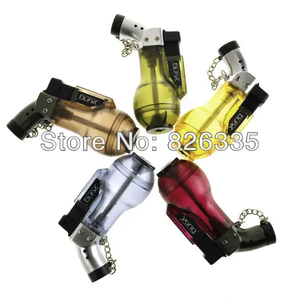 5pcs Novelty Translucent Wine Bottle Shaped Refillable Butane Gas Jet Torch Windproof Cigarette Lighter Free Shipping |