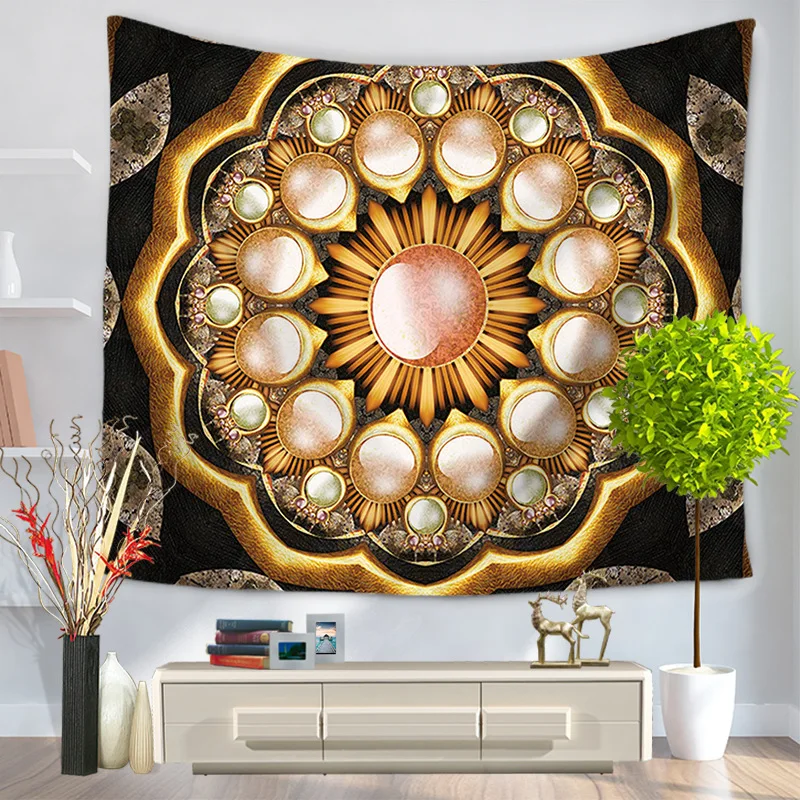 Chromatic Mandala Tapestry Wall Hanging Tapestries Boho Bedspread Beach Towel Yoga Mat Blanket Table Cloth 200*150/150*130c | Дом и сад