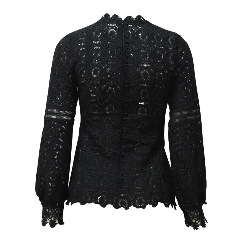 Модная женская кружевная блузка с цветочным узором вязанная крючком длинным