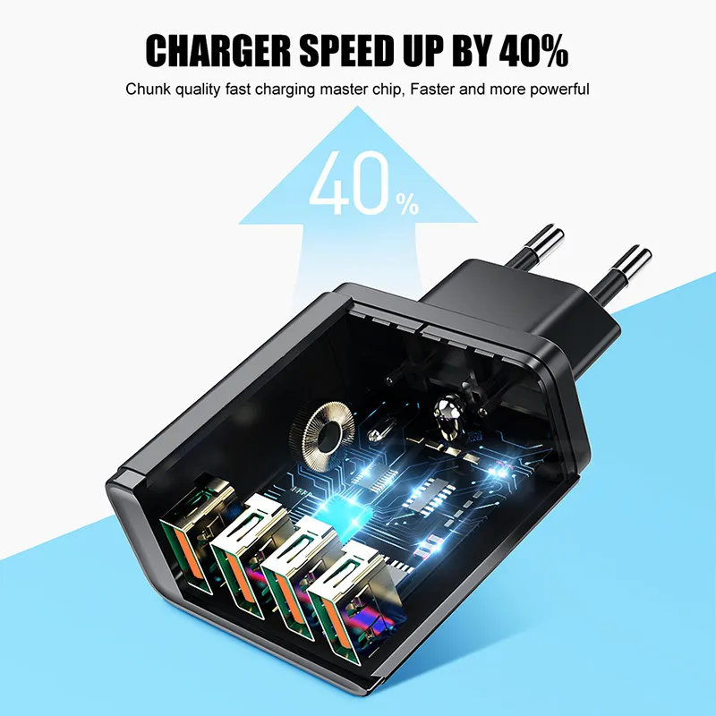 ZNP Быстрая зарядка 3,0 USB зарядное устройство 30 Вт QC3.0 QC турбо Быстрая зарядка мульти разъем зарядное устройство для мобильного телефона для iPhone X samsung S8 Xiaomi