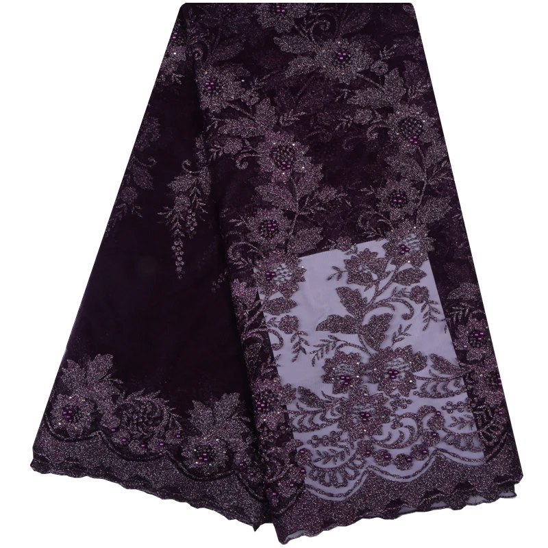 

African Lace Fabric High Quality Nigeria Lace Fabric Stones Embroidery Design French Tulle Lace Fabric For Wedding Sew A1099