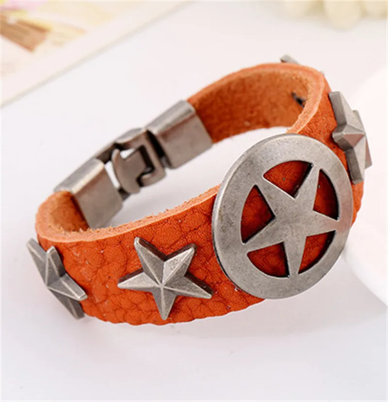 Fashion Punk Men Batch Buckle Leather Five-pointed Star Bracelets Bangles Bracelet Everyday Gifts For Male Female Jewelry |