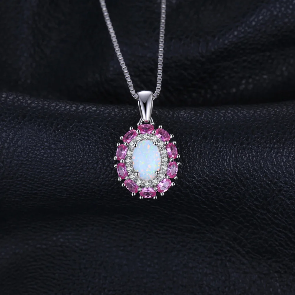 Создаваемые кулоны с опалом розовое ожерелье из сапфира 925 драгоценные камни