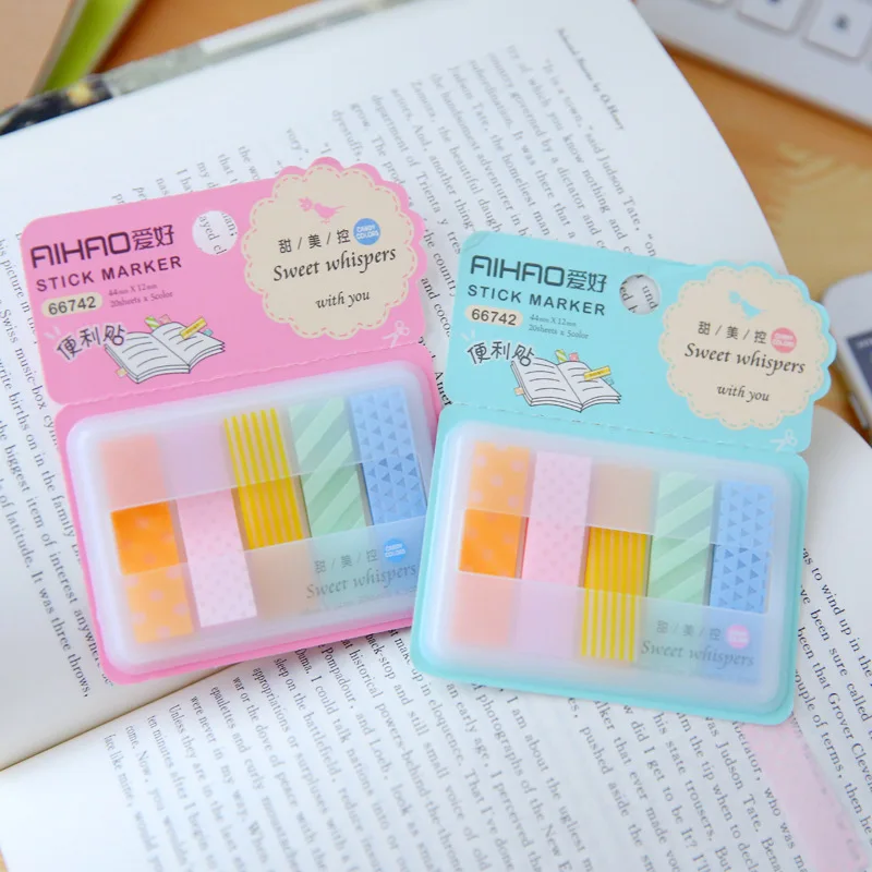 Aihao Quality Cute Kawaii Candy Colored Stick Markers Book Page Index Flag Sticky Notes Office School Supplies