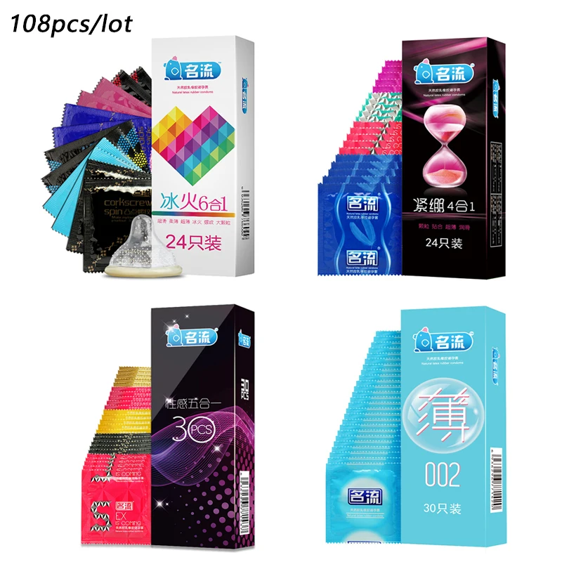 Mingliu 108 шт (4 коробки) Смешанные Тип Ультратонкий презерватив ледяной огненный