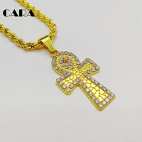 cara new iced out bling bling rhinestones ankh cross necklace pendant egyptian religion life cross pendant necklace cara0411