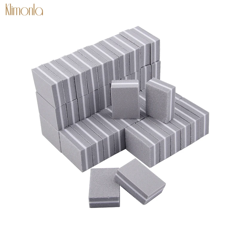 

100pcs/lot Gray Sponge Sanding Nail Files Double-sided Nail Polish Blocks Manicure Pedicure Nail Art Beauty Tools For Salon