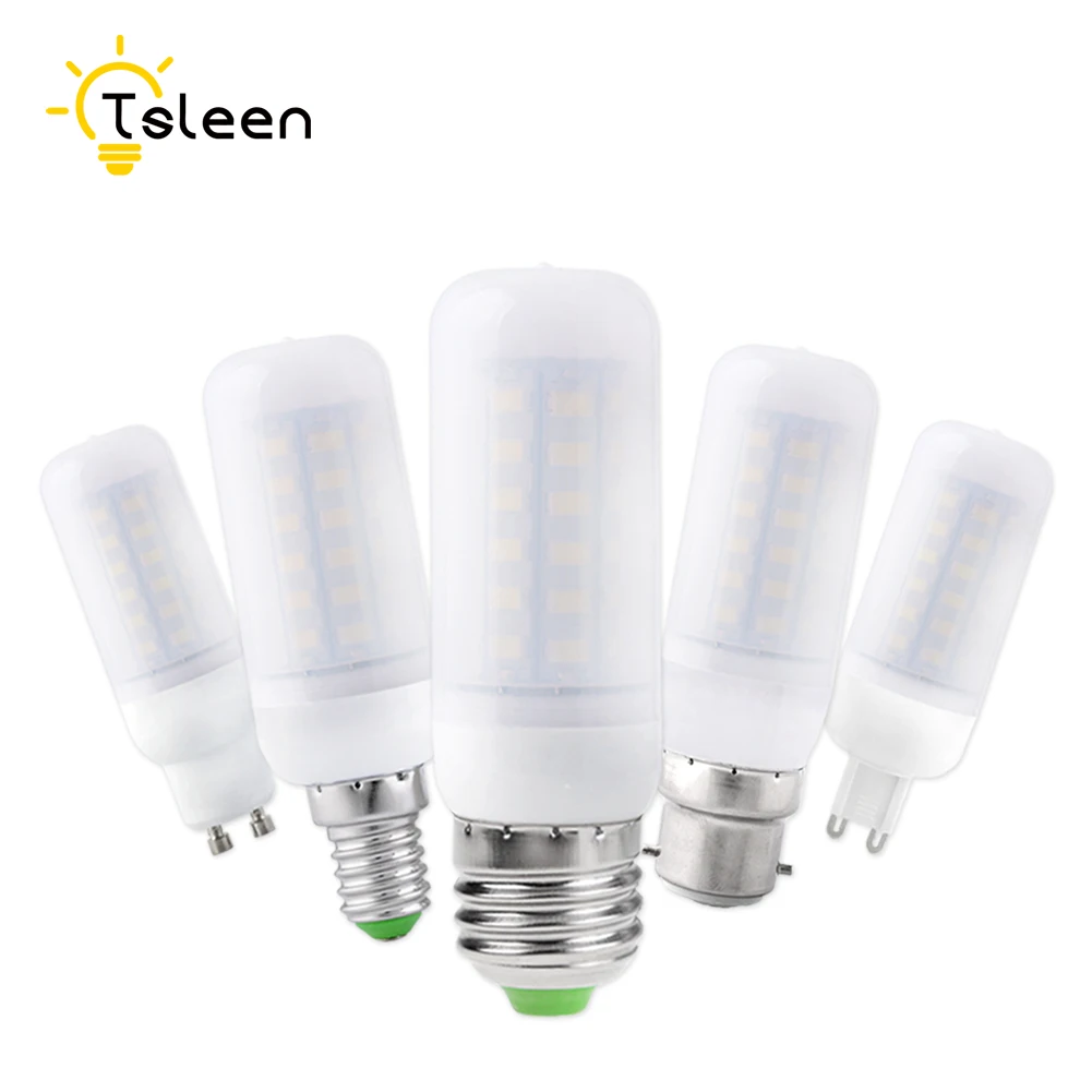 

TSLEEN 5Pcs Bright E14 E27 B22 G9 GU10 Base Milky White 5730 Chip LED Corn Bulb Light Cool Warm White Lamp 7W 9W 12W 15W 20W 25W