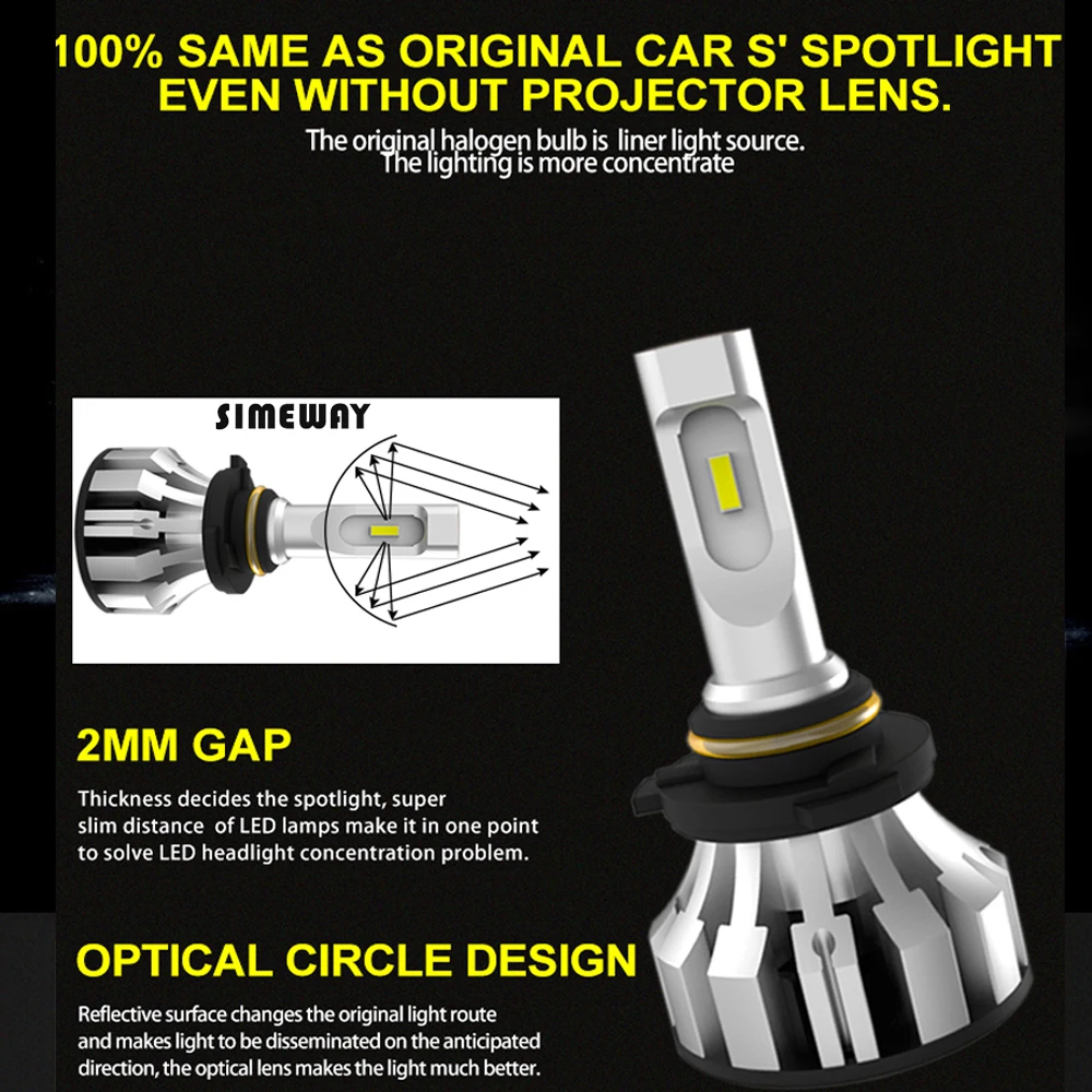 Super Bright H4 H13 High Low Beam Car led headlight CSP 8000lm 6000K H1 H3 H7 H9 H11 9005 9006 9012 881 Auto fog lamp bulbs | Автомобили и