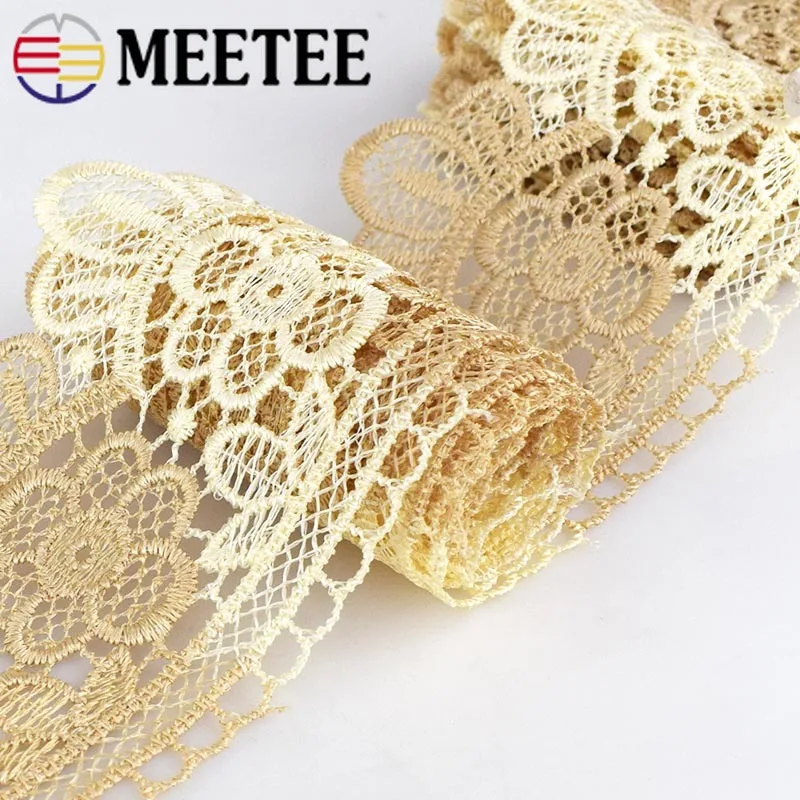 MEETEE 10 м/лот 9 7 см широкая Полиэстеровая кружевная отделка Бежевая Одежда ткань