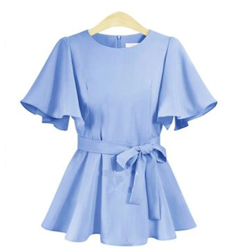 Женская блузка с рукавом бабочкой круглым вырезом|butterfly sleeves blouse|blouse fashionblouses plus |