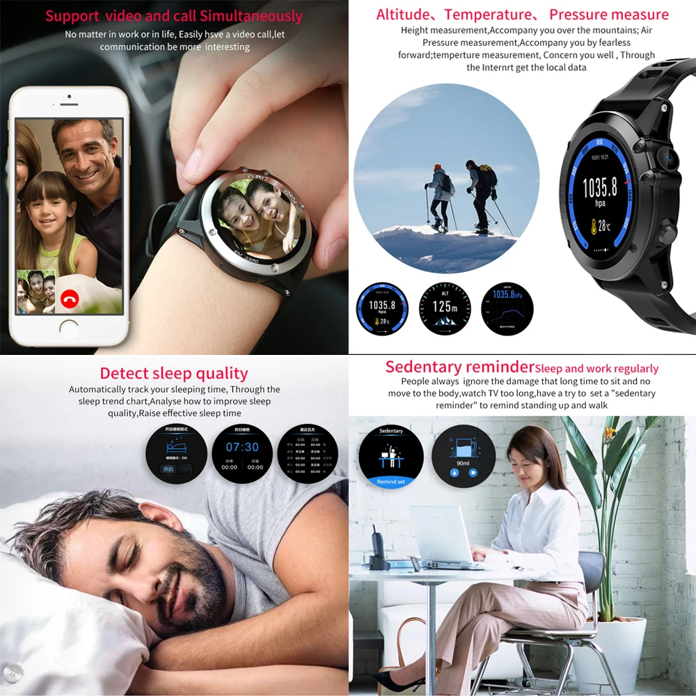 H1 GPS Смарт часы IOS Android Телефонный звонок IP68 Водонепроницаемый SmartWatch Bluetooth SIM TF