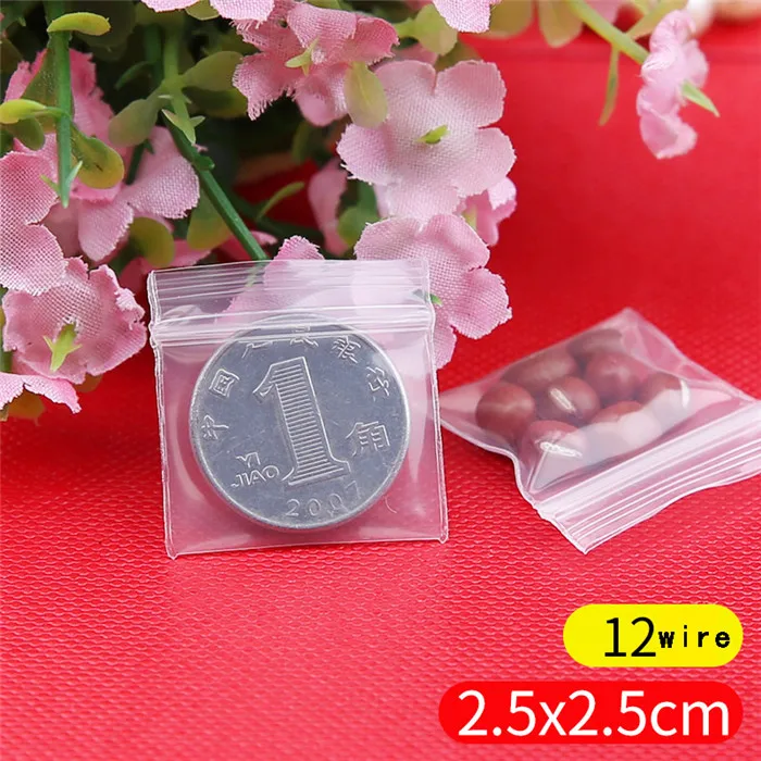 2.5x2.5cm 100 шт мини пластиковые пакеты с застежкой Ziplock таблетки упаковочные пакеты небольшой замок типа молния сумки 0,12 мм Толстая пластиковая застежка-молния сумка для продуктов - Цвет: 2.5x2.5cm