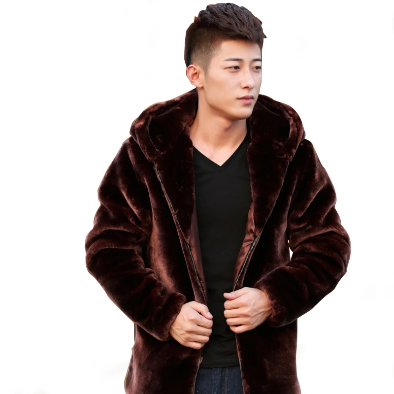 Мужская короткая шуба из искусственного меха теплая приталенная Шуба с