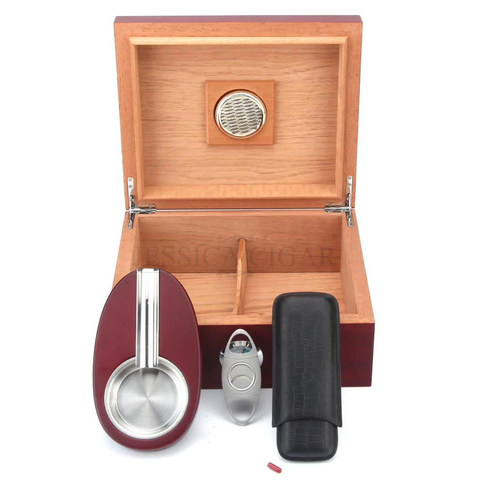 GALINER Cedar Wood Matte Finish Cigar Humidor Box Multifunctional Cigars Stroage With Case Ashtray Cutter Humidifier | Дом и сад