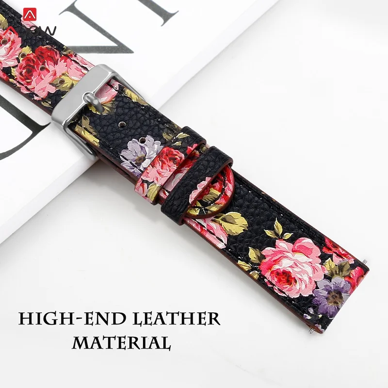 pink flower 20 мм кожаный ремешок для часов samsung galaxy watch активный ремешок для samsung gear S2 Спортивный Классический наручный ремень galaxy watch 42 мм - Цвет ремешка: pink flower