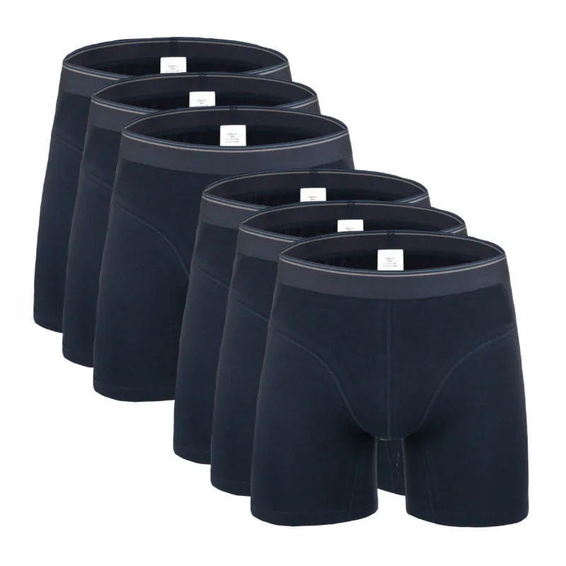 6Pcs 2494B Dark Blue 6 шт./лот Качественный хлопок мужские трусы плюс Размеры 7XL - Цвет: 6Pcs 2494B Dark Blue
