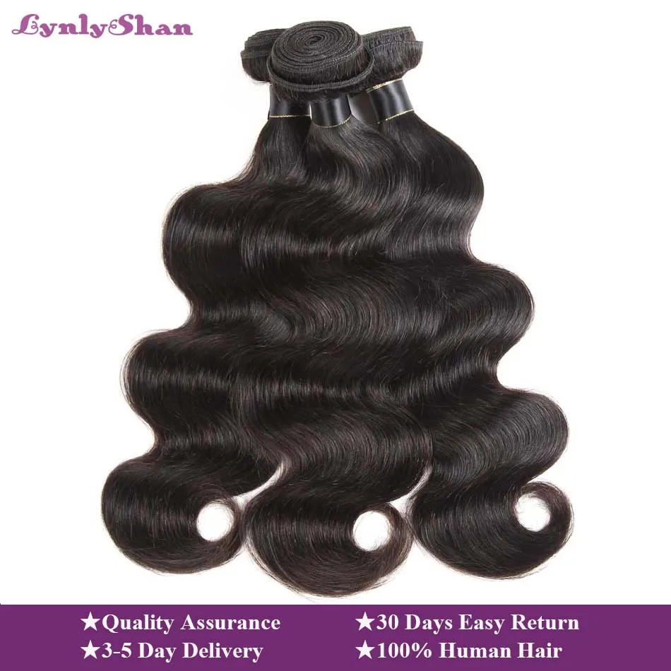 Lynlyshan индийские волнистые человеческие волосы 100% Remy 8-30 дюймов натуральный черный