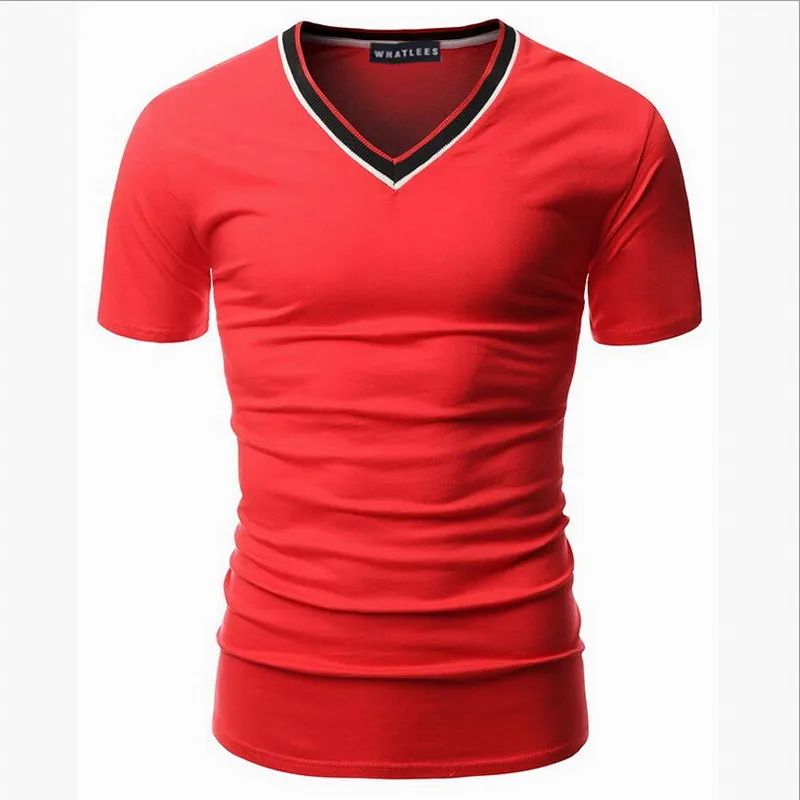 Camiseta masculina мужская Новые Марка Лето Хлопок Короткий рукав V-образным Вырезом топ