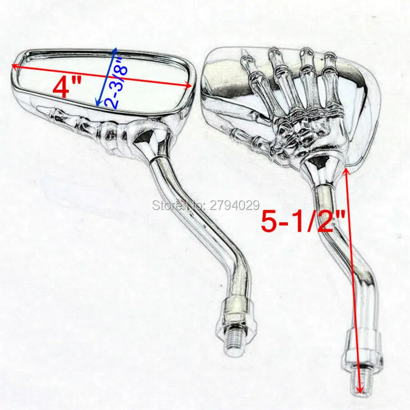 

Free Shipping Universal Mirror Motorcycle Chrome Ghost Skeleton Hand Scooter Rearview Side Mirror for Most of Motorcycle Custom