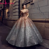 fashion gradient sequins fabric colorful wedding dress 2022 sexy v neck off shoulder lace up back simple wedding gowns