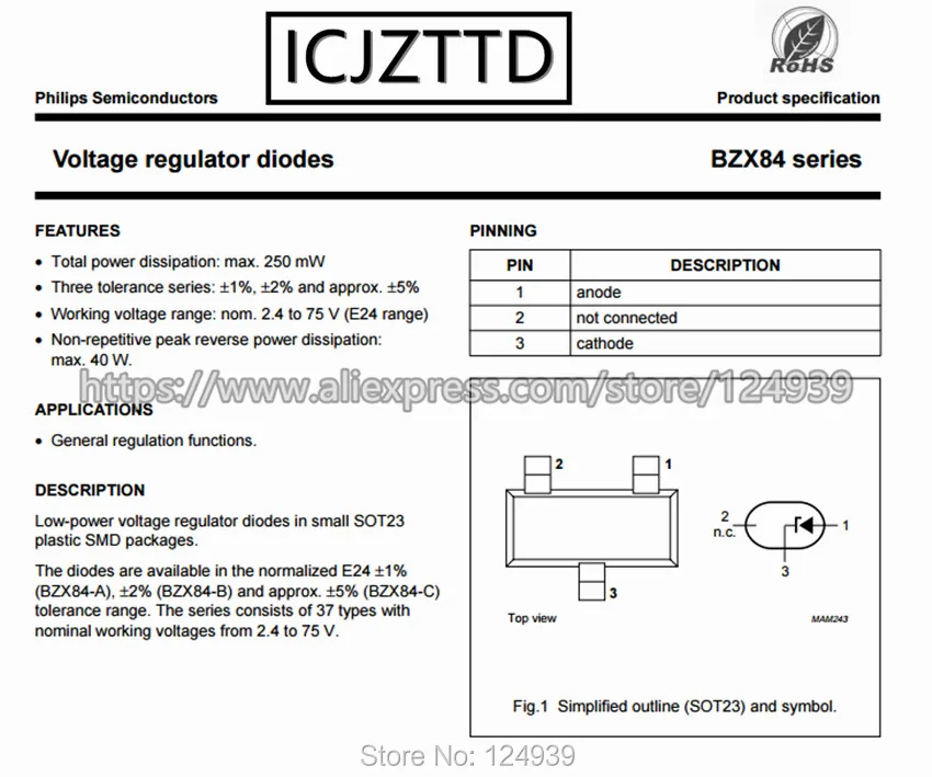 SOT-23 BZX84 250 мВт 5% фонарь BZX84C3V6 3 6 В BZX84C3V9 9 4 в BZX84C4V3 BZX84C4V7 7 | Обустройство дома