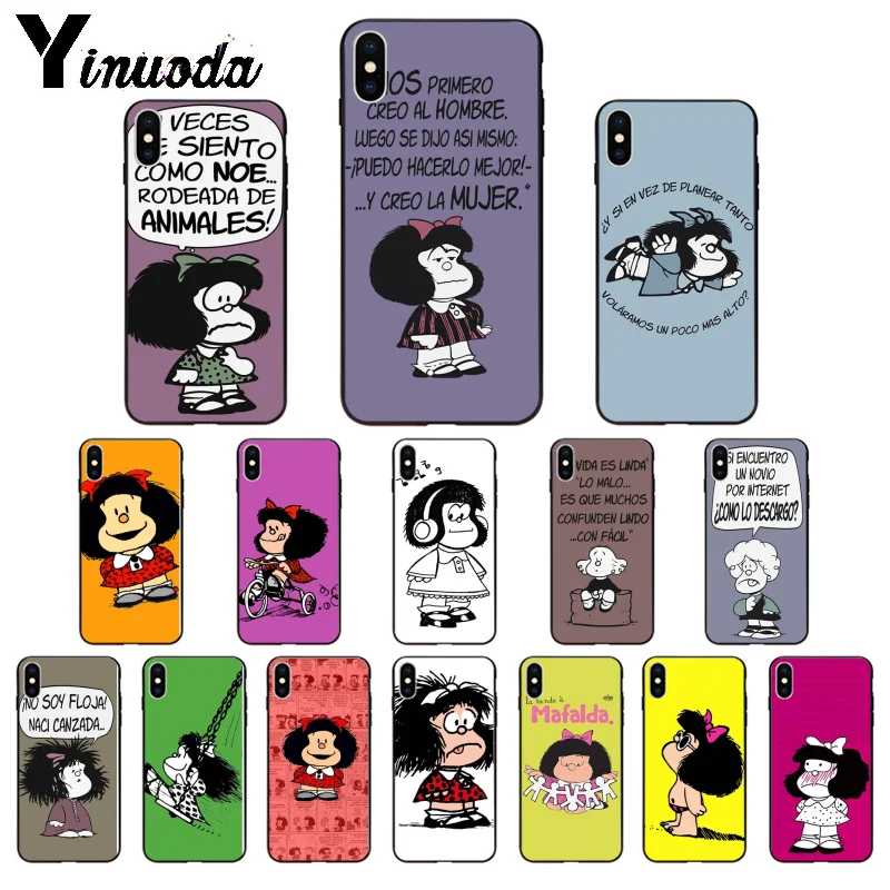 Yinuoda Argentina Quino Mafalda Girl TPU мягкие Аксессуары для телефонов Чехол для iPhone 5 5Sx 6 7 7plus 8 8Plus X XS MAX XR