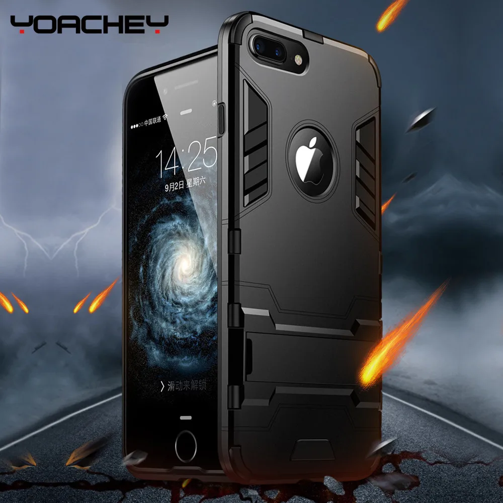 Роскошный противоударный чехол-держатель для телефона iPhone XS 7 8 6 6S Plus Гибридный