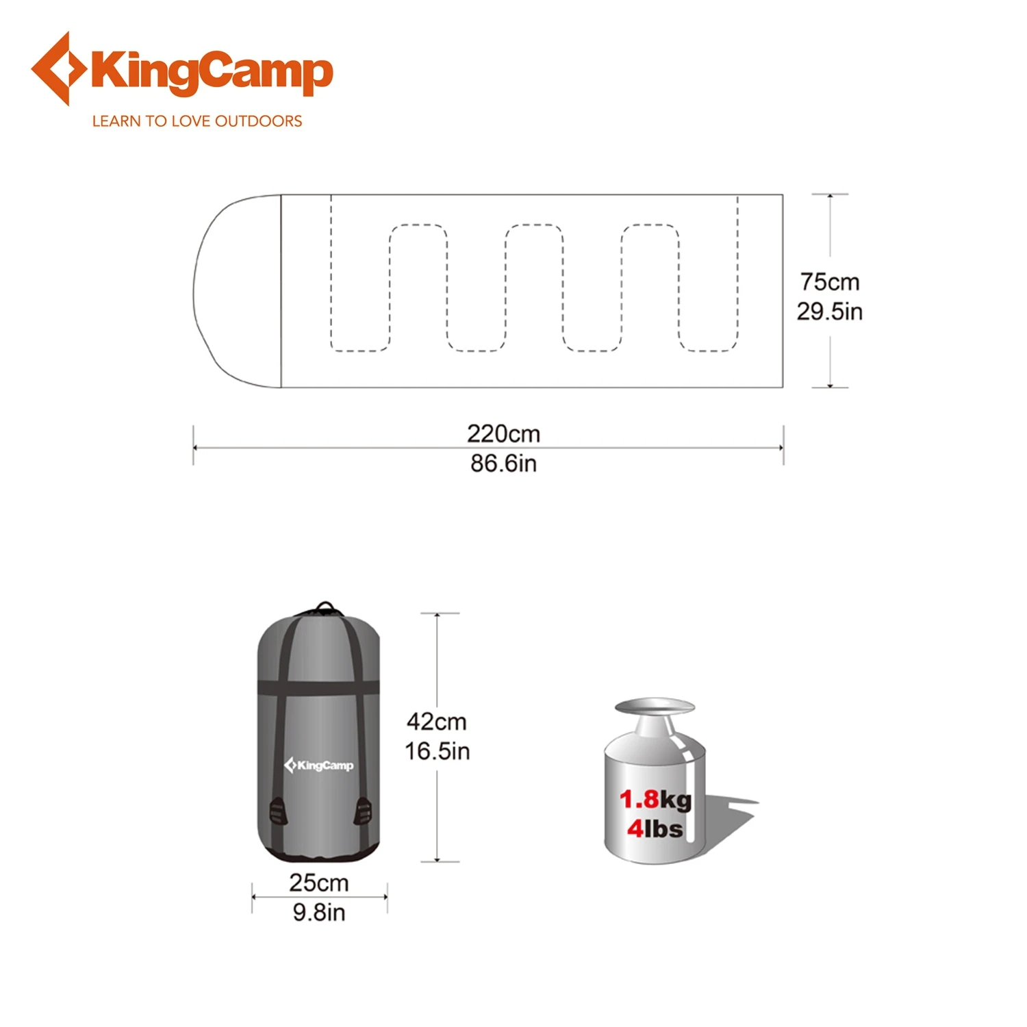 KingCamp ленивый мешок 86 см x 30 см Oasis 300 конверт 1 градус C/33,8 градусов F спальный мешок с капюшоном для кемпинга альпинизмом