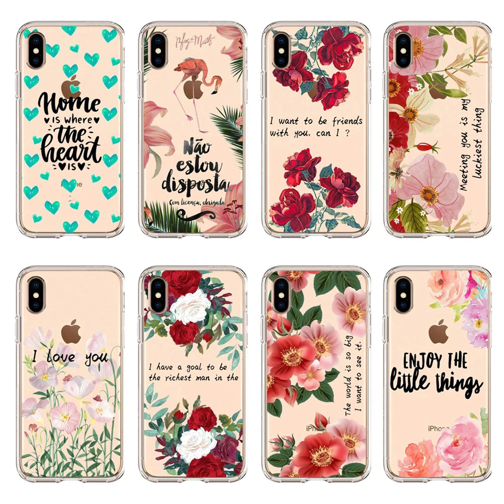 Модный чехол с цветами мягкая задняя крышка из ТПУ для iphone XS MAX 6 6S 7 8 Plus X XR 5S SE